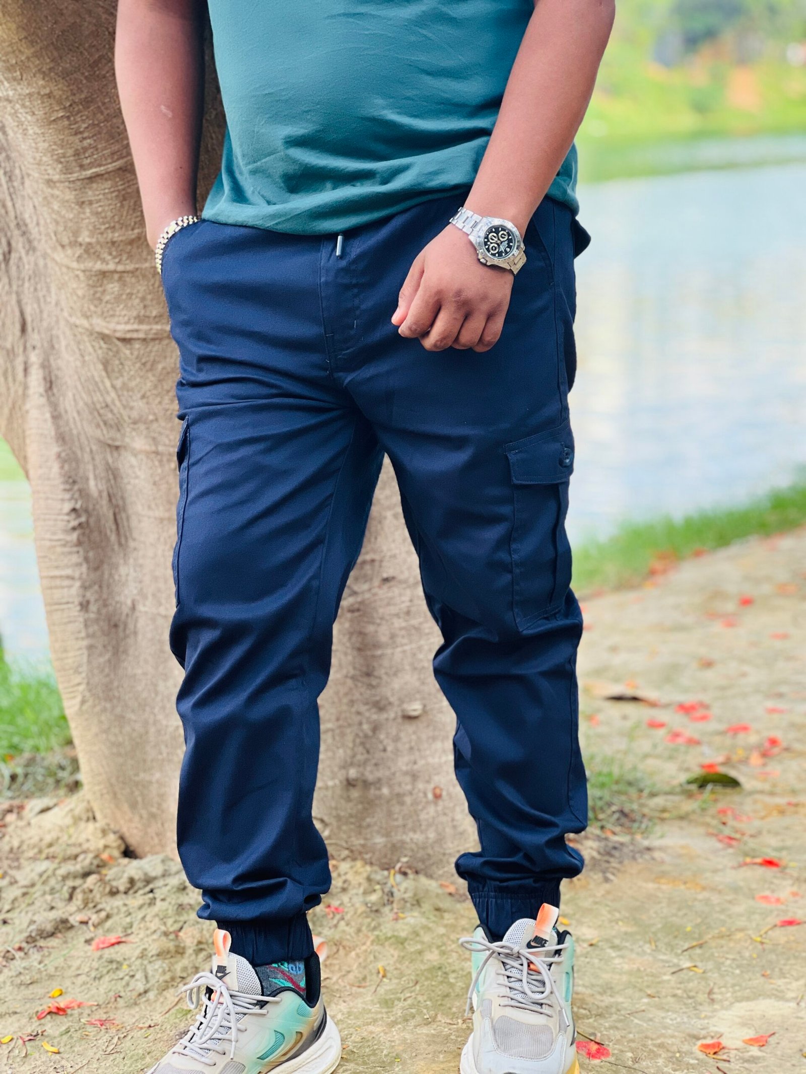 Premium Denim Cargo Pant Blue Wash
