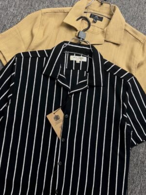 Exclusive Premium Fabrics Cuban Shirt Black & Golden