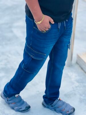 Premium Denim Cargo Pant Blue Wash