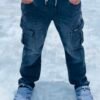 Premium Denim Cargo Pant Black Light wash