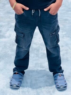 Premium Denim Cargo Pant Black Light wash