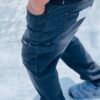 Premium Denim Cargo Pant Black Light wash