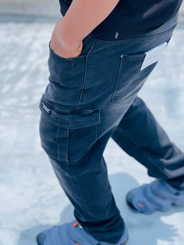 IMG_5571 Premium Denim Cargo Pant Black Light wash