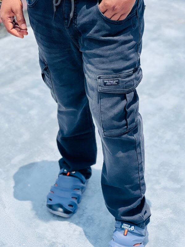 IMG_5572 Premium Denim Cargo Pant Black Light wash