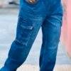 Premium Denim Cargo Pant Blue Light Wash