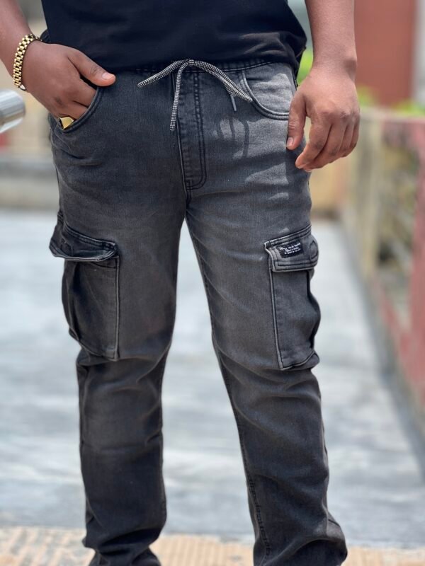 Premium Denim Cargo Pant Black Deep Wash
