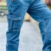 Premium Denim Cargo Pant Blue Mid Wash