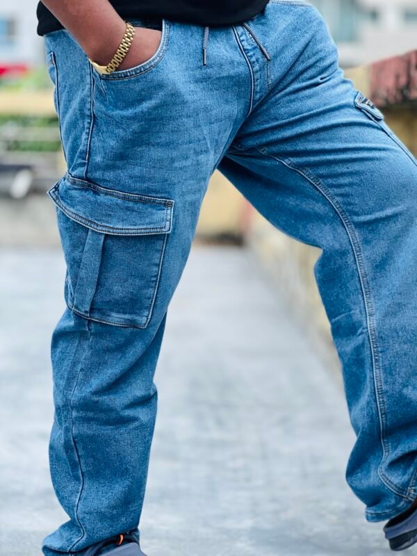 IMG_5587 Premium Denim Cargo Pant Blue Mid Wash