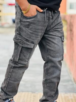 Premium Denim Cargo Pant Deep Ash Wash