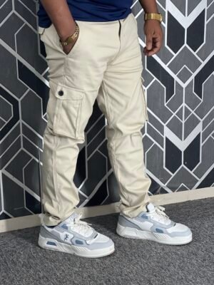 Premium Casual Twill Cargo Pant Crea, (AC-507)